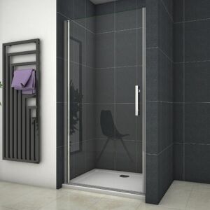 AICA SANITAIRE H.1850mm Frameless Pivot Shower Door Enclosure 800mm Door Walk in Tempered Clear Glass with 800x800mm Tray Waste