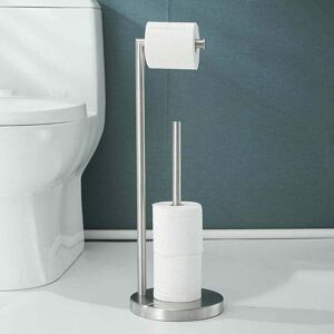 Free Standing 304 Stainless Steel Toilet Paper Holder Toilet Roll Holder Stand with Storage No Drilling - Brushed Nickel - Alwaysh