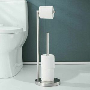 DEWDAT Free Standing 304 Stainless Steel Toilet Roll Holder with No Drilling Storage - Brushed Nickel