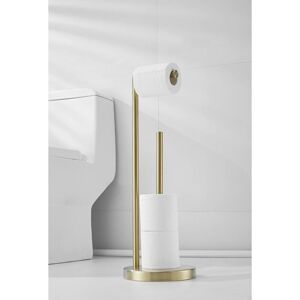 BEIJIYI Freestanding toilet paper holder - Brushed gold - No holes - With toilet paper holder