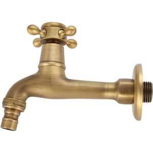 Cyslmuk - Garden Faucet Washing Machine Tap Vintage Solid Brass Water Tap Wall Mounted Kitchen Sink Faucets Mixer Tap G1/2 Inlet Thread (Long)