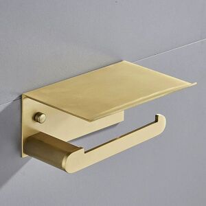 LINGHHANG Gold),Toilet Paper Holder, Wall Mounted Toilet Paper Holder with Storage Shelf, Aluminum (Gold)