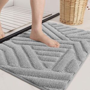 CSPARKV Grey Non-Slip Bath Mat, Absorbent Bathroom Rug, Soft Microfiber Shower Mat, Machine Washable