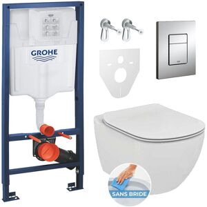 Rapid sl toilet set + Ideal Standard Tesi Aquablade rimless toilet + Matt chrome plate ( Tesi-5) - Grohe
