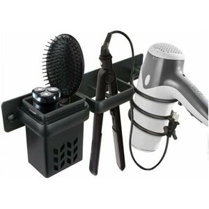 YMYNY Hair Dryer Holder for Bathroom, Hair Straightener Organizer Accessory Set, Professional Aluminum Wall Mounted Hair Dryer Holder, Shelf with Holes