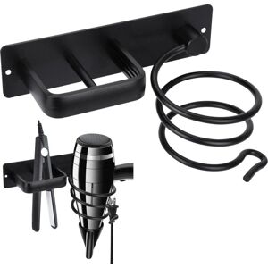 CYSLMUK Hair Dryer Holder - Hair Dryer and Hairdryer Stand - Convenient Hair Straightener Storage - Black