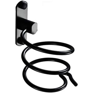 IKODM Hair Dryer Holder Wall Mounted with Drilling - For Hotel, Bathroom, Toilet, Barbershop Aluminum, Matte Finish, Black