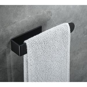 Dewdat - Hand Towel Holder Towel Ring Self Adhesive Towel Rail for Bathroom, Stainless Steel(small, black)
