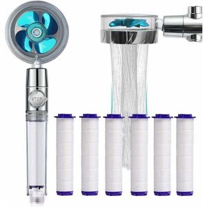 ZVD - Handheld shower, water-saving anti-limescale shower head, universal filter shower head, 360° propeller shower head, with 6 pp cotton filter