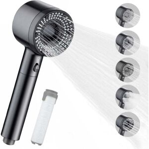 ZVD High Pressure Shower Head, Anti-Limescale Shower Head with 5 Adjustable Modes, Bathroom Shower Head with Filter, Water Saving Shower Head with Pause