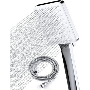 Longziming - High Pressure Shower Head with 1.5m Hose - 6 Spray Modes - Chrome 6 Spray Mode + Hose