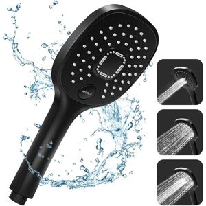 ZVD - High Pressure Shower Head with 3 Modes - Water Saving and Switch, Matte Black abs and Handheld Showers