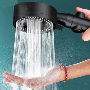 Linghhang - High Pressure Water Saving Shower Head, 5 Modes Adjustable Bathroom Shower Head, Anti-Limescale Shower Head with Stop, Easy to Install