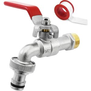GOTRAYS High Quality 1/2'' Inch Brass Tap, Rust & Frost Resistant + Free Hose Connectors + E-Book for Garden, Washing Machine, Rainwater Barrel
