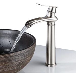 Mumu - High Waterfall Bathroom Faucet, Retro Brushed Matte Basin Mixer, Brass Basin Faucet, Antique Single Lever Bathroom Faucet for Bath Faucet