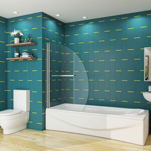 SKY - Bathroom 1000x1500mm 8mm EasyClean Glass Chrome 180 Pivot Bath Shower Screen With Handle