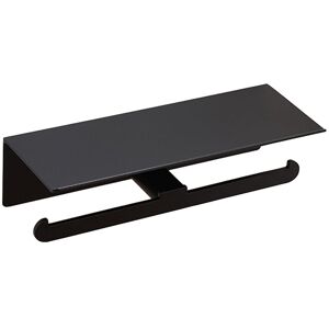 TLILY Holder-Wall Mounted Holders with Double Rolls for All Kinds of Toilet Paper, Shelf (Black)