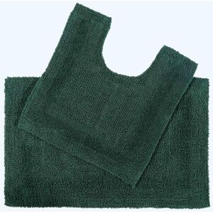 Homescapes - Luxury Reversible Cotton Bath Mat Set - Moss Green