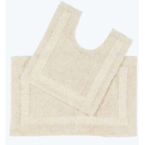 Homescapes - Luxury Reversible Cotton Bath Mat Set - Natural Cream