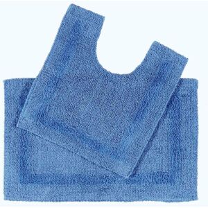 Homescapes - Luxury Reversible Cotton Bath Mat Set - Cobalt Blue