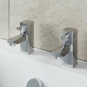 Architeckt - Hot & Cold Bathroom Bath Taps Modern Chrome Twin Pair Brass Square Lever Handles