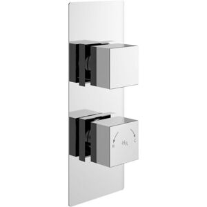 Hudson Reed - Chrome Square Twin Concealed Thermostatic Shower Valve and Diverter with 2 Outlets - SQRTW02