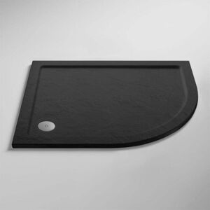 Pearlstone Grey Slate Effect Offset Quadrant Shower Tray 900mm x 800mm Right Handed - Nuie
