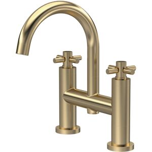 Hudson Reed - Tec Crosshead Bath Filler Tap Pillar Mounted - Brushed Brass