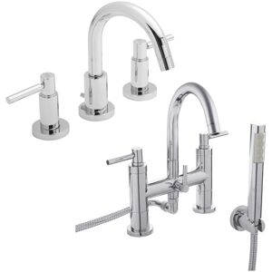 Hudson Reed - Tec Lever Basin Mixer Tap and Bath Shower Mixer Tap - Chrome