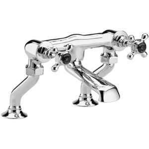 Hudson Reed - Black Topaz Crosshead Bath Filler Tap Pillar Mounted - Chrome