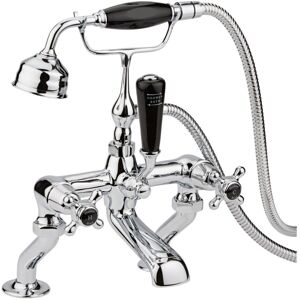 Hudson Reed - Old London Topaz Black Crosshead Chrome Bath Shower Mixer Tap and Shower Kit with Dome Collar - BC404DX