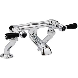 Hudson Reed - Black Topaz Pillar Mounted Lever Bath Filler Tap - Chrome