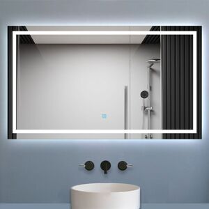 Biubiubath - Illuminated Bathroom Mirror with led Light 1200x800mm Retangular Bathroom Mirror with Demister Pad+Touch Sensor