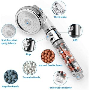 Linghhang - 3 in 1 Shower Head Water Saving Shower Head Ionic Filter Anti-Limescale Filter
