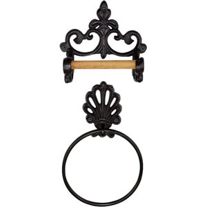TONCHEAN Industrial Cast Iron Toilet Roll Holder, Wall Mounted Bath Paper Holder, Hanging Toilet Paper Holder