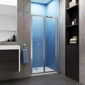 800x1850mm Bathroom Bi Fold Shower Door Enclosure with 800x700mm Stone Tray Waste - Acezanble