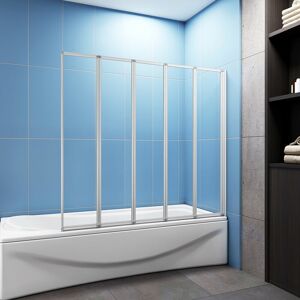 Acezanble 5 Fold Folding Bath Shower Screen Panel 1200x1400mm
