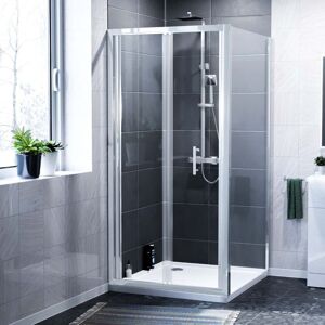 Nes Home - Jupiter 1000mm Shower Bi-Fold Door, 800mm Side Panel Enclosure & Tray Chrome