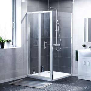 NES HOME Jupiter Shower Bi-Fold Door 1000mm & 700mm Side Panel Enclosure Chrome