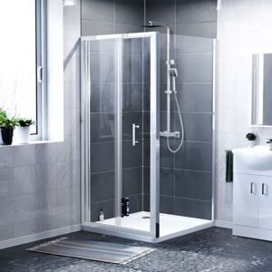 Nes Home - Jupiter Shower Bi-Fold Door 1000mm & 800mm Side Panel Enclosure Chrome