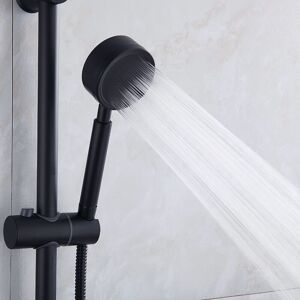 LONGZIMING Kaissa Shower Head with Hose and Hand Shower 80mm Diameter with 1.5m Shower Hose Stainless Steel Water Saving and High Pressure Hand Shower Black