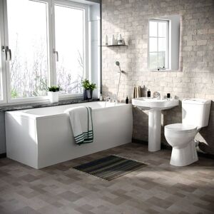 Nes Home - 3-Piece Bath Suite Toilet, Pedestal Basin, 1700 Bath, v Tap Set and Front Panel White