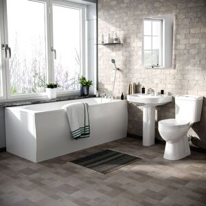 Nes Home - 3-Piece Bath Suite Toilet, Pedestal Basin, Round Bath With v Basin and Showers Mixer White