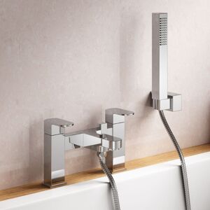 Nes Home - Eclipse Contemporary Design Set Of Chrome Bathroom Basin Single Lever Tap And Bath Shower Mixer With Handset Kit