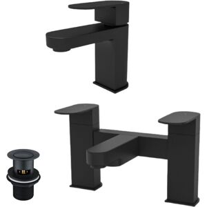 Nes Home - Kevon Mono Basin Mixer, Bath Filler & Waste Matte Black
