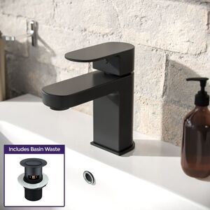 Nes Home - Eclipse Contemporary Matte Black Basin Sink Mono Mixer Tap And Waste