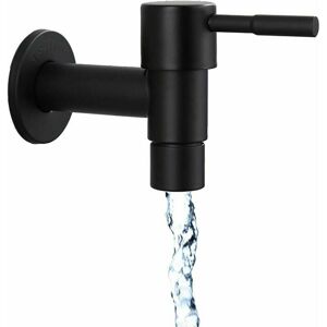 Dewdat - Kitchen Sink Faucet Black Quick Single Cold Faucet Bathroom Stainless Steel Outdoor Faucet Garden Faucet Wall Mounted Washing Machine Faucet