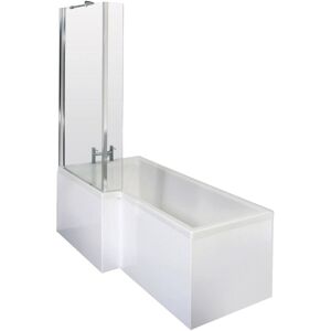 Balterley - l Shape Left Hand Shower Bath Bundle - Includes Tub, Screen with Fixed Return & Front Panel - 1500mm