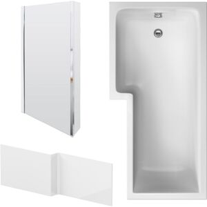 Balterley - 1700mm Left Hand l Shape Square Shower Bath, Bath Shower Screen and Front Panel