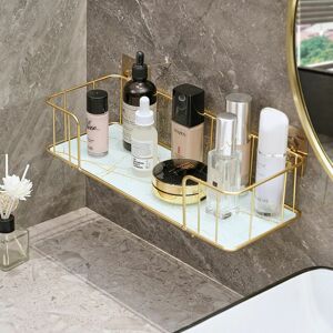 Dewdat - Laundry rack storage rack kitchen and bathroom shelves, Shower shelf and storage, Small model 7.534.513cm, white marble